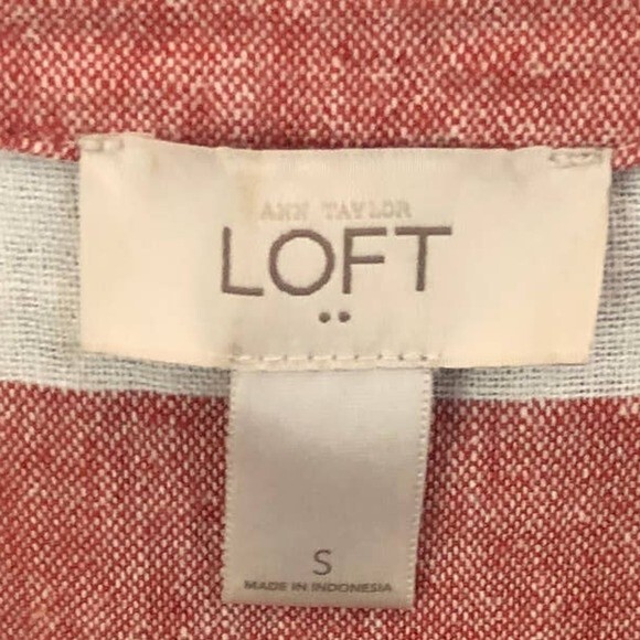 Loft Women’s Sleeveless Linen Dress Size Small Red White Striped Summer Casual - Picture 8 of 10